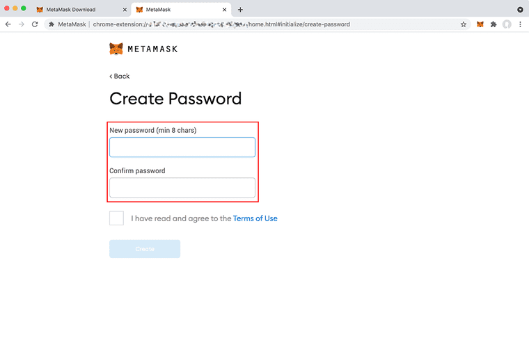 Add a password for your MetaMask wallet. Pick something strong. 1Password have a strong password generator that you can use.