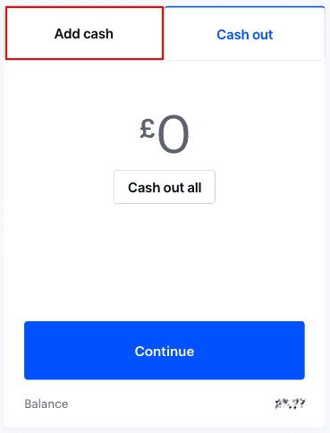 Click add cash.