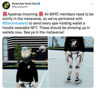 BAYC hoodies to be used in Decentraland were gifted to Ape owners.