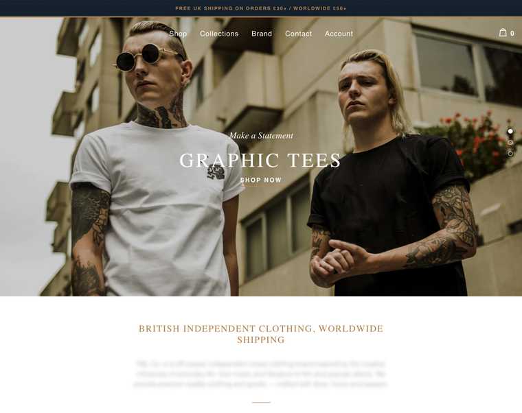 The brand's Shopify website