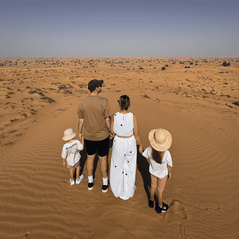 Tom and family in the desert.