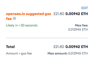 MetaMask displays estimated gas cost and transaction time pre-confirmation.
